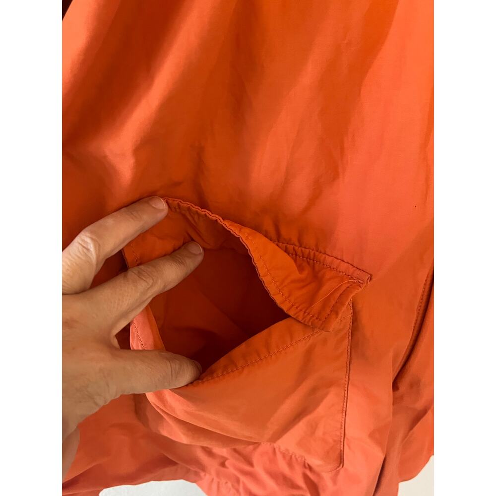 Women's Eileen Fisher Orange Organic Cotton Nylon Hooded Jacket Coat Sz Large - Picture 7 of 7
